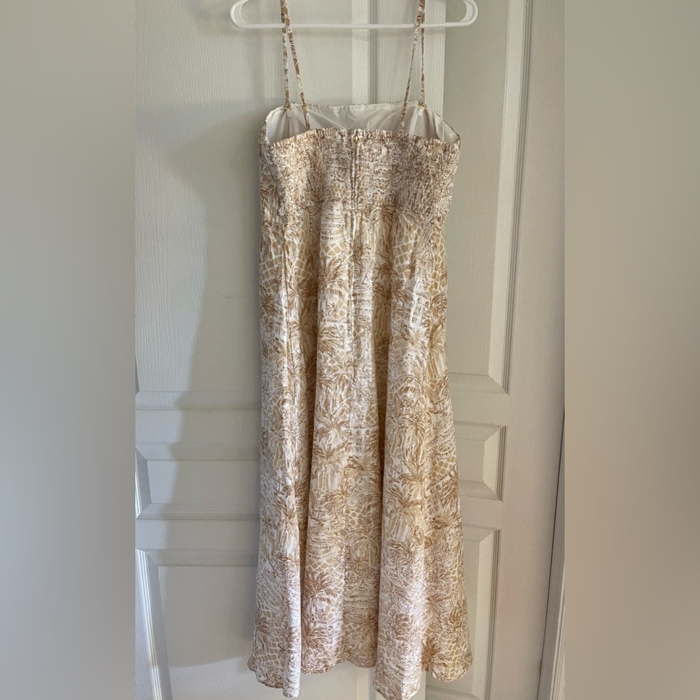 Lilly Pulitzer Jorgian Linen Midi Dress Palm Beach Paradise Size 12 - Picture 4 of 13